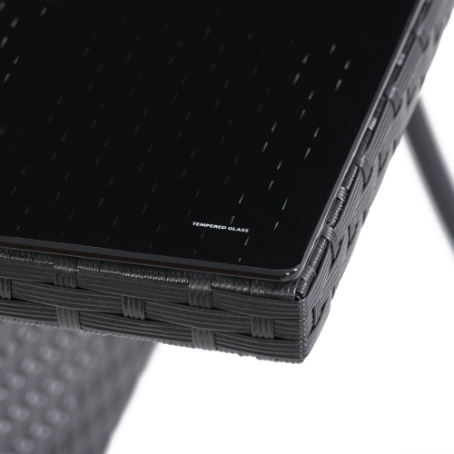 Ensemble de salle à manger rectangulaire Parksville avec chaises empilables - Finition noire / Coussins gris cendre 7pc