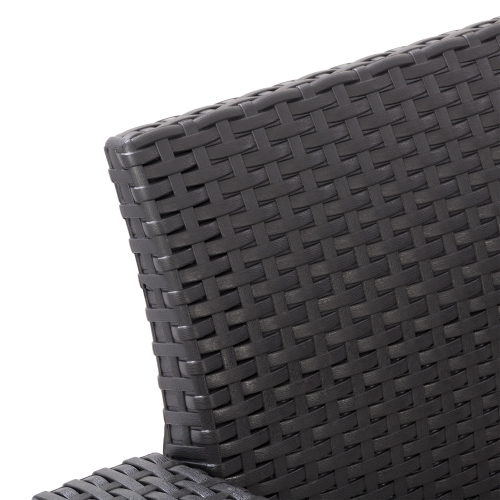 CorLiving Lake Front Black Rattan Patio Set With Blue Cushions 4pc