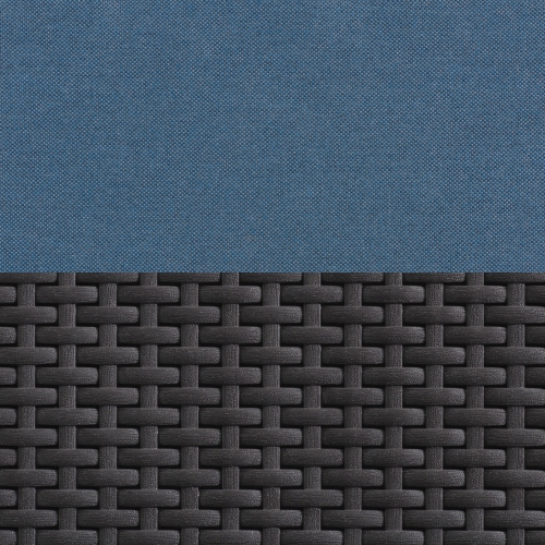 CorLiving Lake Front Black Rattan Patio Set With Blue Cushions 4pc