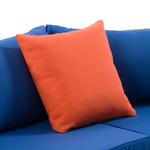 CorLiving Parksville Patio Sectional Set- Blended Grey Finish/Oxford Blue Cushions 5pc