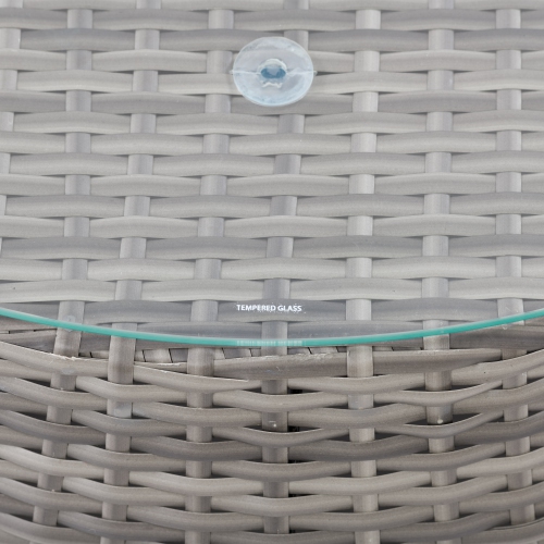 CorLiving Parksville Patio Sectional Set- Blended Grey Finish/Oxford Blue Cushions 5pc