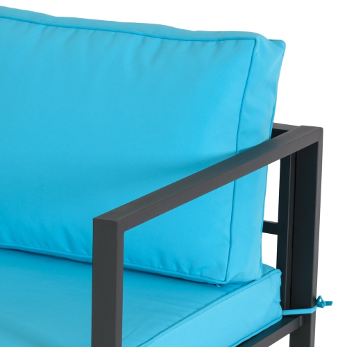 CorLiving Delia 4-Piece Patio Conversation Set with Cushions, Weather resistant, for small spaces, Balcony, Garden, Backyard