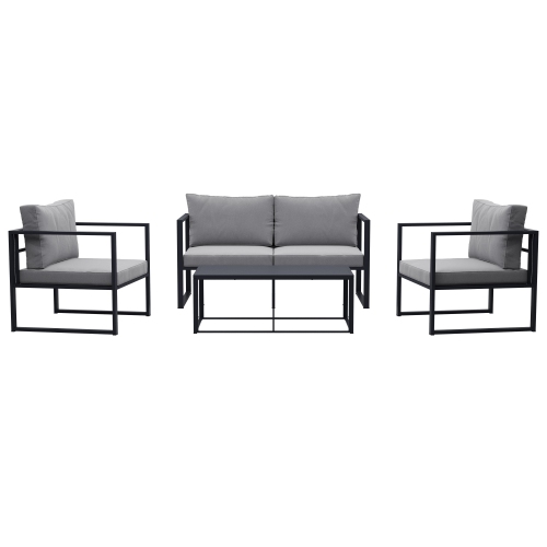 Ensemble de patio de 4 pièces Delia de CorLiving avec coussins, résistance aux intempéries, pour les petits espaces, balcon, jardin, cour arrière