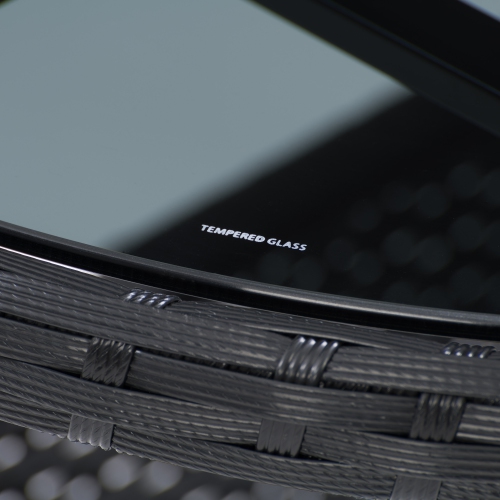 CorLiving Parksville 3-Piece Wicker Patio Bistro Set, Outdoor Dining Set with Table, Chairs and Cushions, for Small Space, Backyard, Balcony