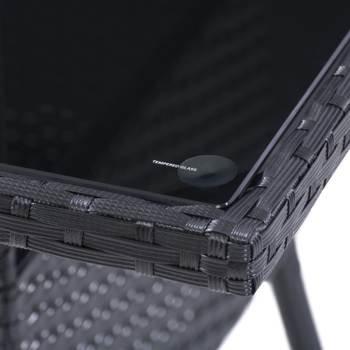 CorLiving Parksville 5-Piece Wicker Patio Dining Set with Table, Chairs and Cushions, Outdoor Patio Furniture