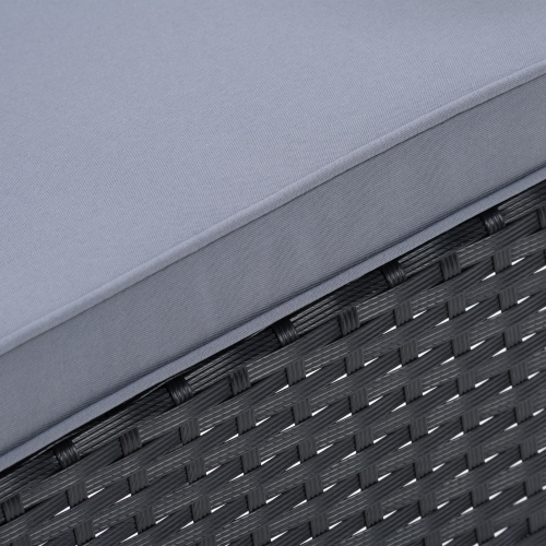 CorLiving Parksville Square Patio Dining Set- Stackable Chairs - Black Finish/Ash Grey Cushions 5pc