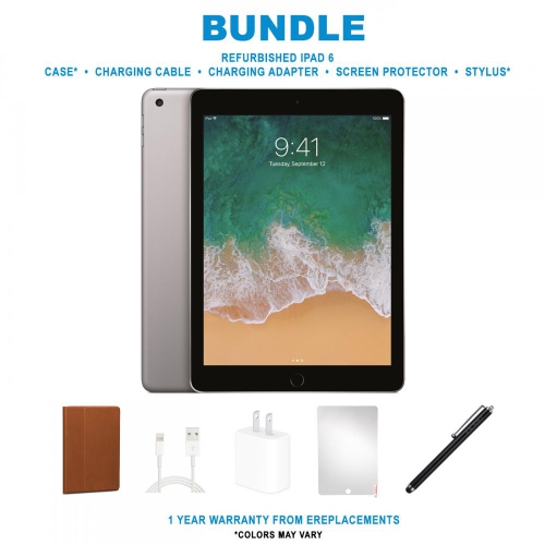 Refurbished (Good) - Apple iPad 6 (2018) Bundle, Space Gray, 32GB