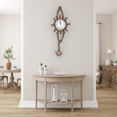 Maison Concepts Clock De Chaîne De Roues En Bois En Bois Avec Ancre