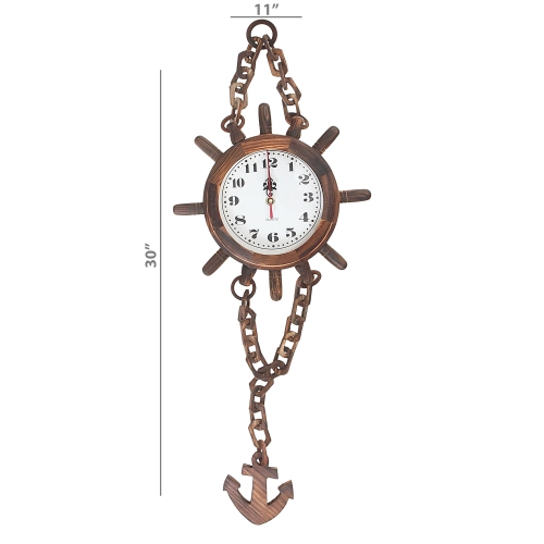 Maison Concepts Clock De Chaîne De Roues En Bois En Bois Avec Ancre