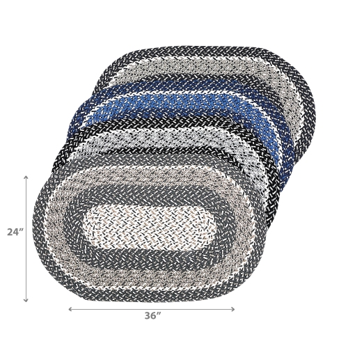 Maison Concepts Denver Braided Oval Floor Mat Asstd 20" X 32" - Set of 4