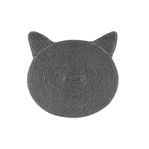 Maison Concepts Braided Cotton Cat Shape Mat Charcoal Gray