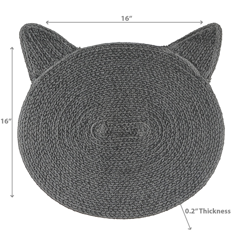 Maison Concepts Braided Cotton Cat Shape Mat Charcoal Gray