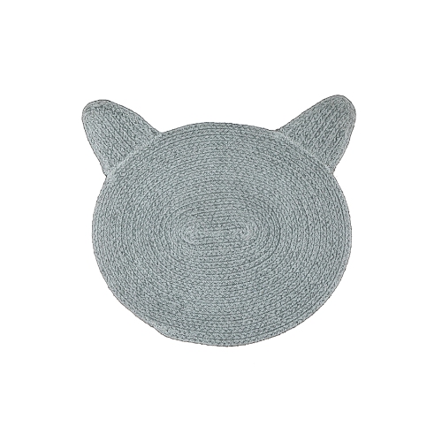 Maison Concepts Braided Cotton Cat Shape Mat Light Gray