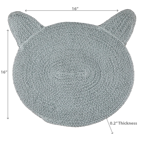 Maison Concepts Braided Cotton Cat Shape Mat Light Gray