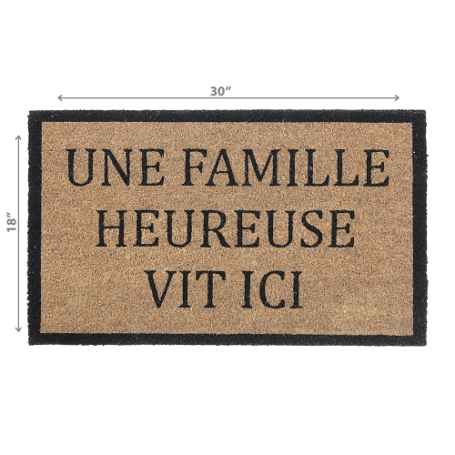 Maison Concepts Coir Door Mat Une Famille Heureuse Vit Ici