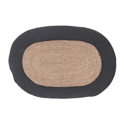 Maison Concepts Oval Braided Jute Mat With Black Cotton Border 24 X 36