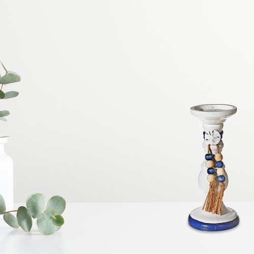 Maison Concepts Pillar Candle Holder With Beaded Garland 9.25"