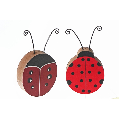 Image 1 of 3.. Maison Concepts Wooden Ladybug Figurine Asstd - Set of 2