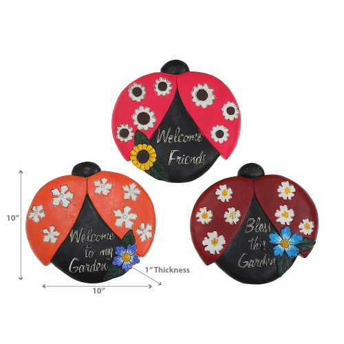 Maison Concepts Round Garden Stepping Stones Lady Bug Asstd - Set of 3
