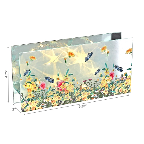 Maison Concepts Rect. Led Painted Glass Decor Floral Garden