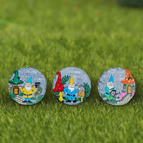 Maison Concepts Round Garden Stepping Stones Gnome Asstd - Set of 3