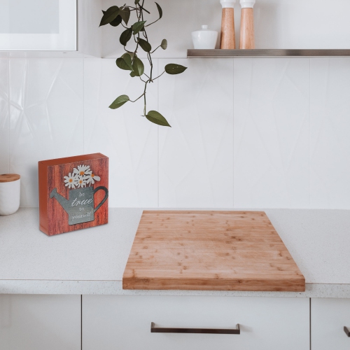 Maison Concepts Wood Block With Galvanized Watering Can Be True To Yourself