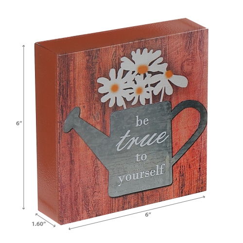 Maison Concepts Wood Block With Galvanized Watering Can Be True To Yourself