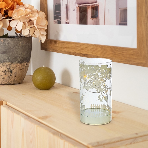 Maison Concepts Cylinder Led Glass Decor Birds Sur L'Arbre 6,75"