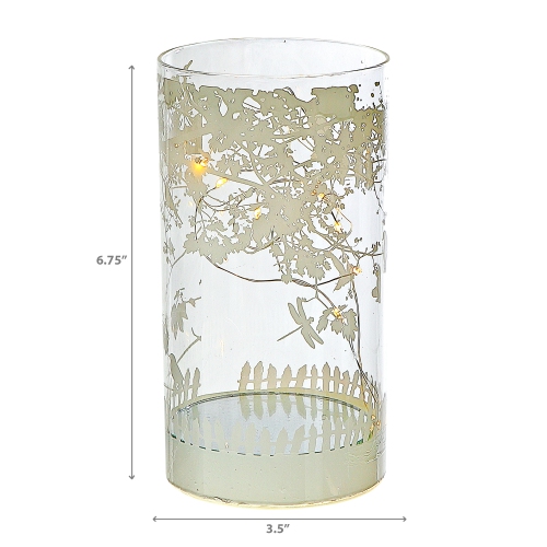 Maison Concepts Cylinder Led Glass Decor Birds Sur L'Arbre 6,75"