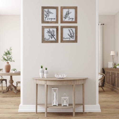 Maison Concepts Framed Wood Blocks Kitchen Herbs Asstd - Set of 4