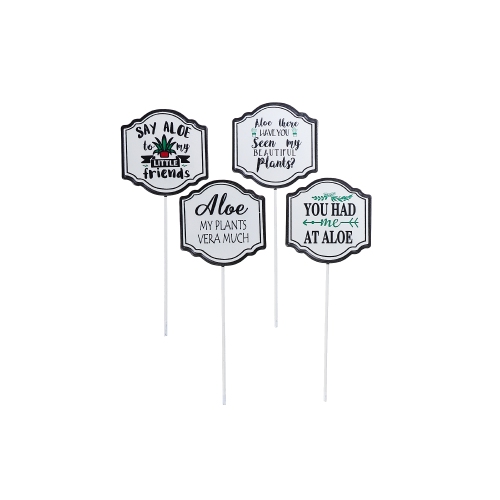 MAISON CONCEPTS  Metal Stake Aloe Hello Asstd - Set Of 4