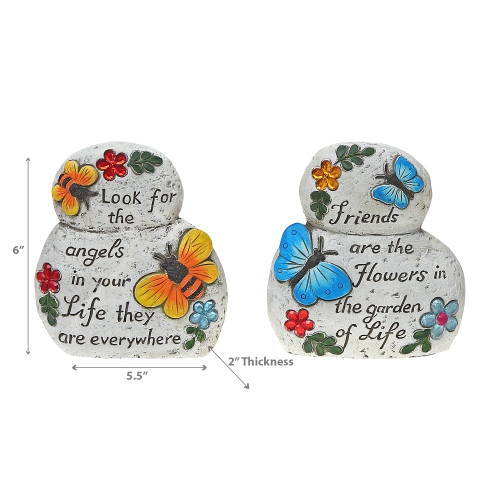 Maison Concepts Garden Stacking Stones Inspirational Asstd - Set of 2