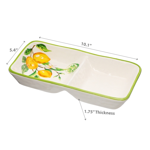 Maison Concepts Ceramic Lemon 2-Section Tray - Set of 2