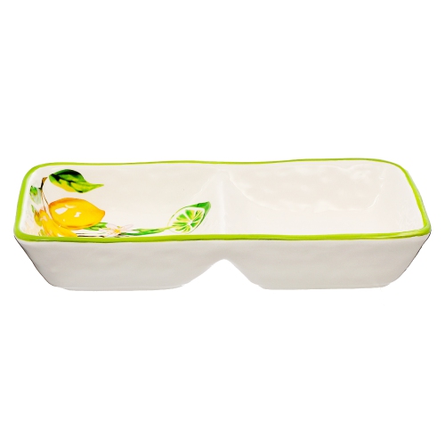 Maison Concepts Ceramic Lemon 2-Section Tray - Set of 2
