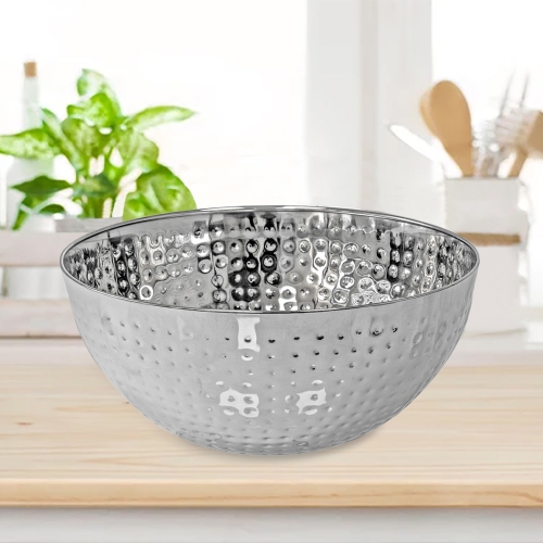 Maison Concepts Salad Bowl À Salade Martelée En Acier Inoxydable 9.50" - Ensemble De 2