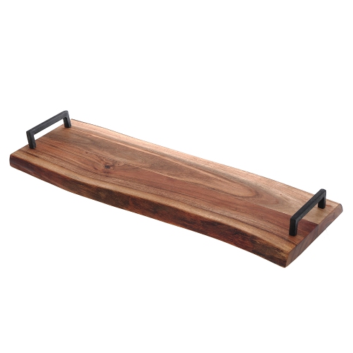 Maison Concepts Acacia Wood Live Edge Serving Board With Iron Handles