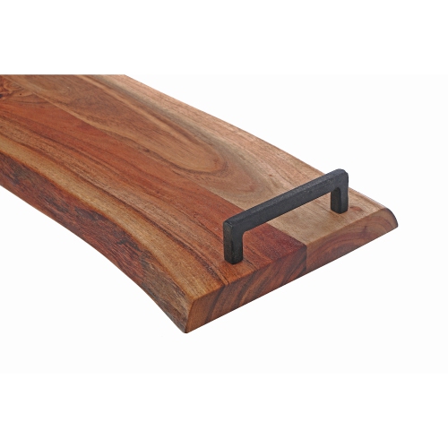 Maison Concepts Acacia Wood Live Edge Serving Board With Iron Handles