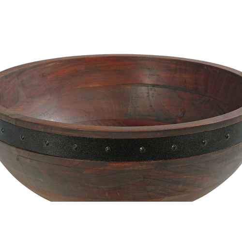 Maison Concepts Gray Acacia Wood With Riveted Gunmetal Salad Bowl W Handle