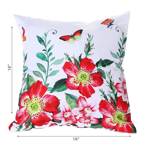 Maison Concepts Polyester Digital Print Cushion Fiery Red Floral 18 X 18 - Set of 2