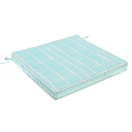 MAISON CONCEPTS  Cross Stripes Outdoor Chairpad - Set Of 2 In Teal