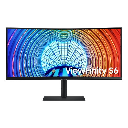 SAMSUNG  34” Viewfinity S6 Series 4K Uhd High Resolution Monitor, Ips Panel, 100Hz, HDr 10, Height Adjustable Stand, Ls34A650Ubnxgo In Black Let this monitor Curve Your Enthusiasm