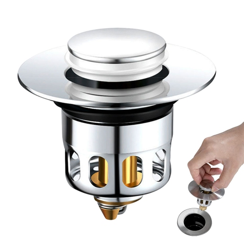 ISTAR  2 In 1 Bathroom Sink Stopper, Pop Up Bathroom Sink Strainer With Anti-Clogging Filter Basket Stainless Steel Drain Stopper Sink Plug(2 PCs)