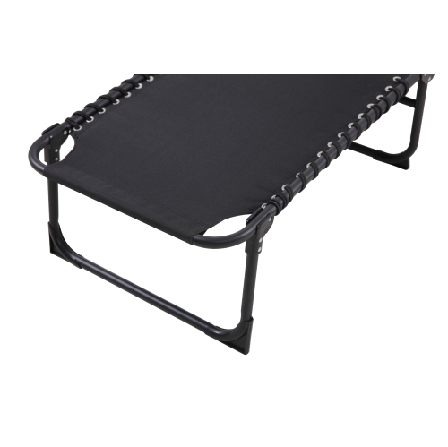 Folding Patio Lounger in Textilene with Padded Headrest and Steel Frame - Black