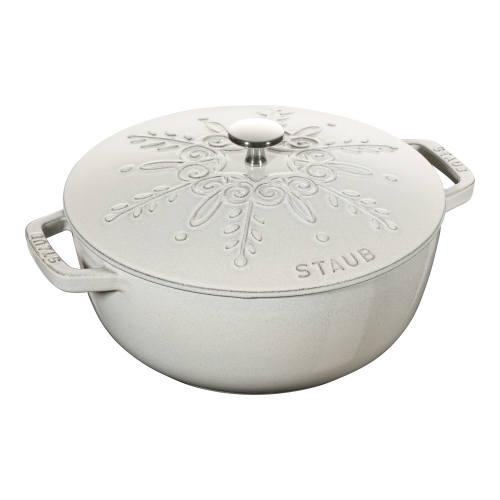 STAUB La Cocotte 3,6&nbsp;L en fonte, flocon de neige rond, truffe blanche