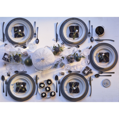 STAUB La Cocotte 3.6 L Cast Iron Round French Oven Snowflake, White Truffle