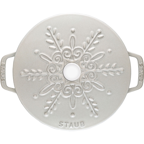 STAUB La Cocotte 3.6 L Cast Iron Round French Oven Snowflake, White Truffle