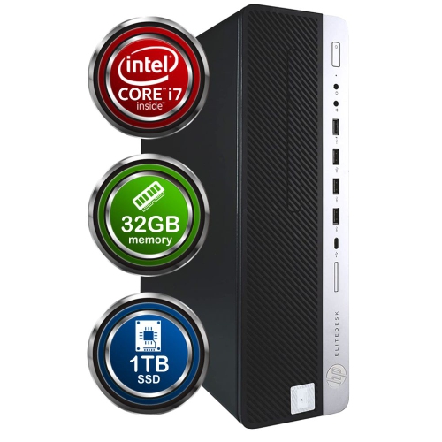 Refurbished - HP EliteDesk 800G4 Desktop Computer | Hexa Core Intel i7 (3.4) | 32GB DDR4 RAM | 1TB SSD Solid State | Windows 11 Professional | Home