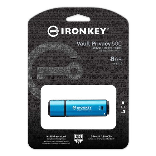 Kingston Vault Privacy 50 Series 8GB USB 3.2 Type C Flash Drive IKVP50C/8GB