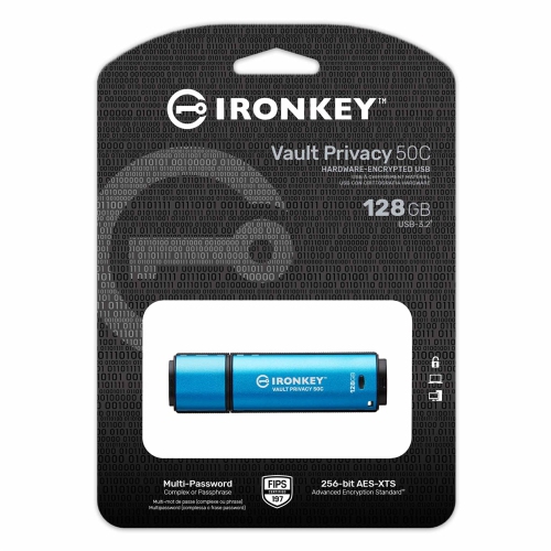 Kingston IKVP50C Vault Privacy 50 Series 128GB USB 3.2 Type C Flash Drive (IKVP50C/128GB)