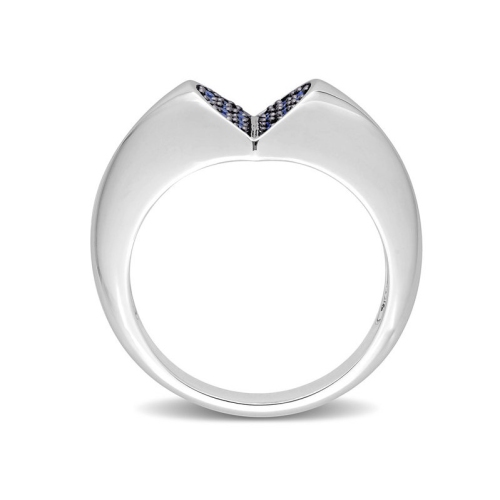 1/5 Carat Lab-Created Blue Sapphire Pave Heart Ring in Sterling Silver